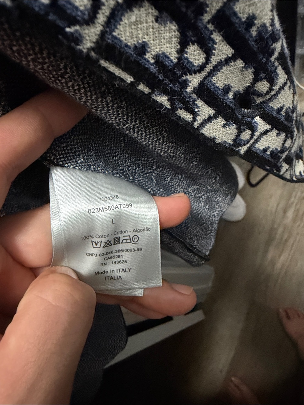 Dior Navy and White Monogram Button-Down Shirt - Picture 2 of 3